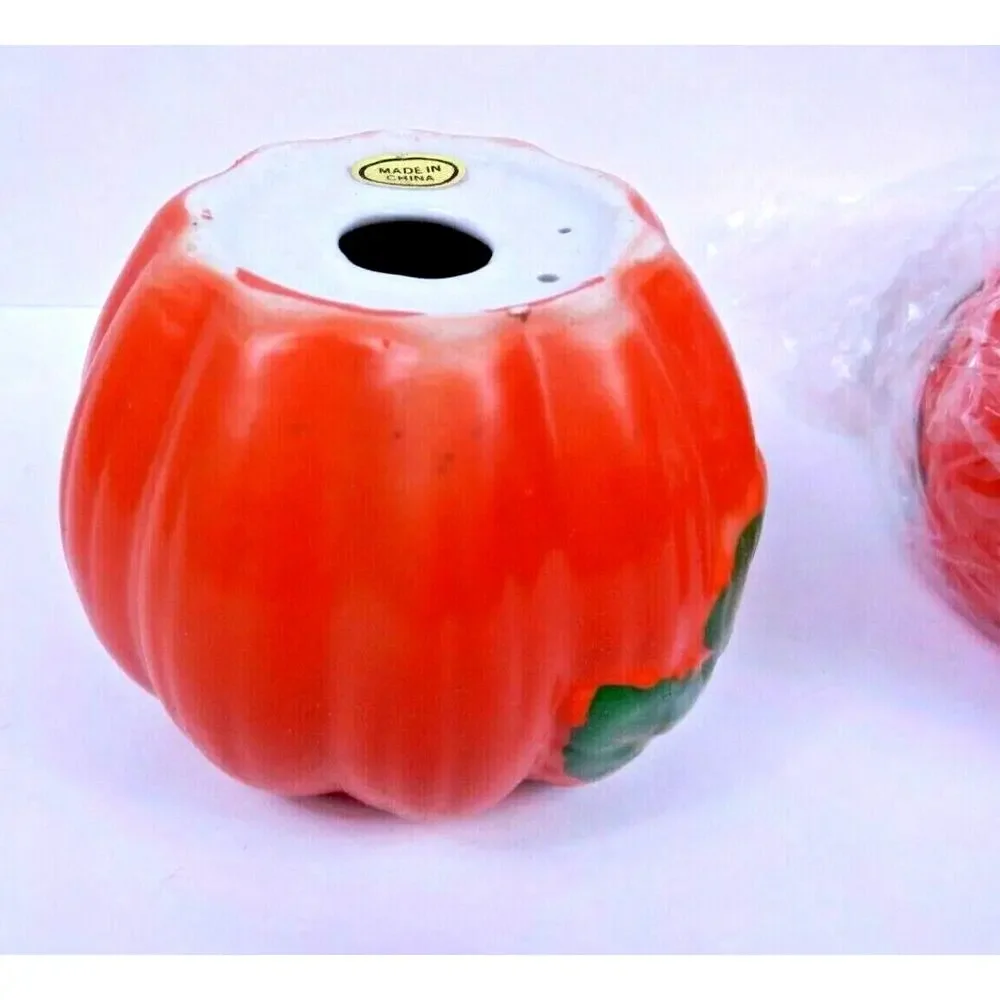 Vintage Hermitage Pottery Ceramic Fall Halloween Pumpkin Candle Holders New Box